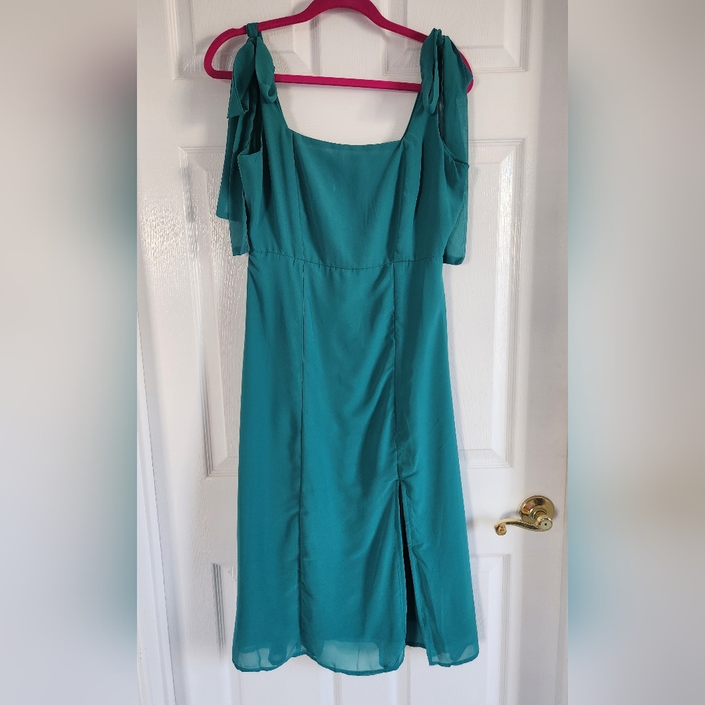 Teal Green Women's Tie-Shoulder Midi Dress